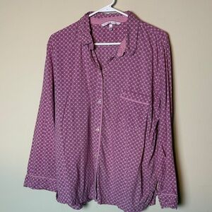 Victoria's Secret Pink purple long sleeve button down pj top size L leisure
